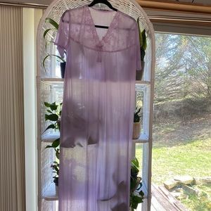 Long vintage purple embroidered nightgown. Very bridal! Sexy!